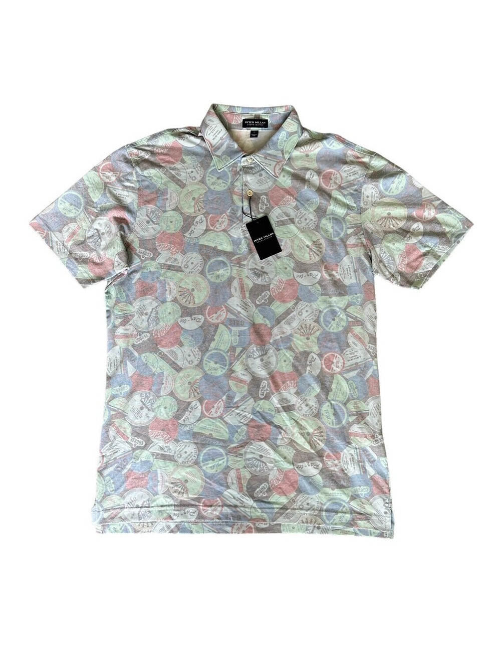 Peter Millar Crown Crafted 'GOLF-PUN-RECORDS' Polo Shirt Fit Men’s Size Medium